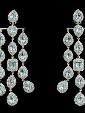 Carol Brodie Sky Blue Topaz Chandelier Earrings NIB